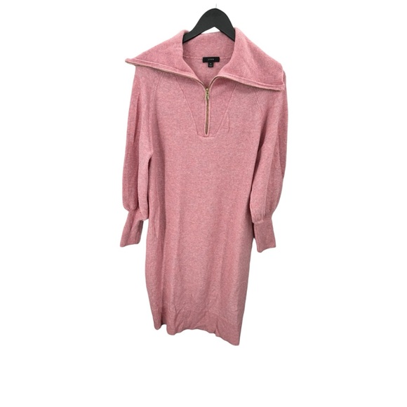 J CREW Pink Half Zip Midi Sweater Dress Super Soft Wool Alpaca Yarn Size Medium - Picture 7 of 12